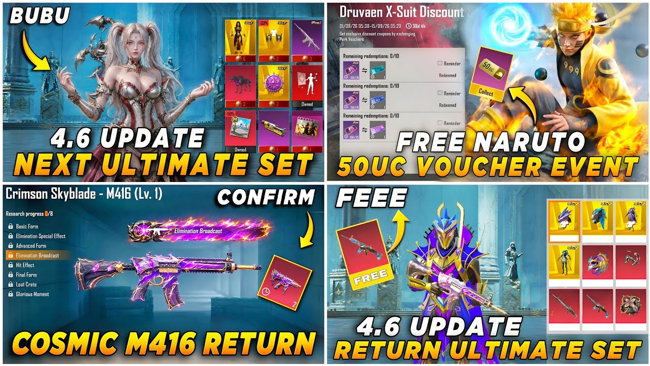 🔴 NEXT ULTIMATE SET 4.6 ✅ NARUTO 50UC VOUCHER CONFIRM 🔥 COSMIC M416 RETURN 🤩 RETURN ULTIMATE SET 🤯
