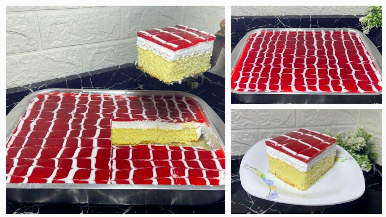 أسهل طريقة لعمل كيكة بصوص الفراولة المميز😋🍓#كيكة #كيك #delicious #perfect #كيكة_سهلة #fyp #اكسبلور 