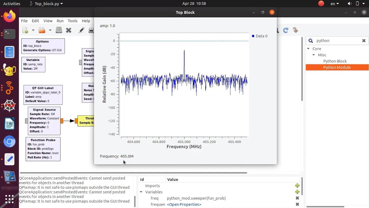 gnuradio function probe part2 | frequency sweep