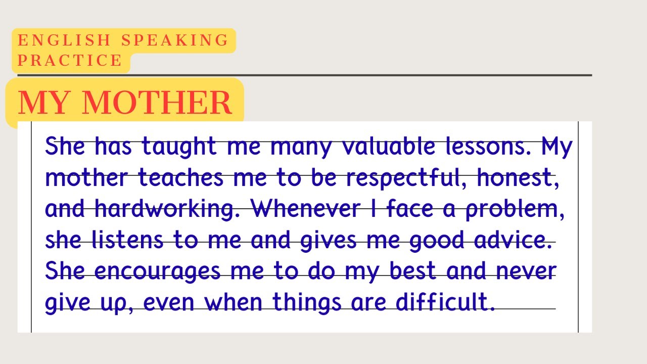 English Speaking Practice| Talk about your mother in English 