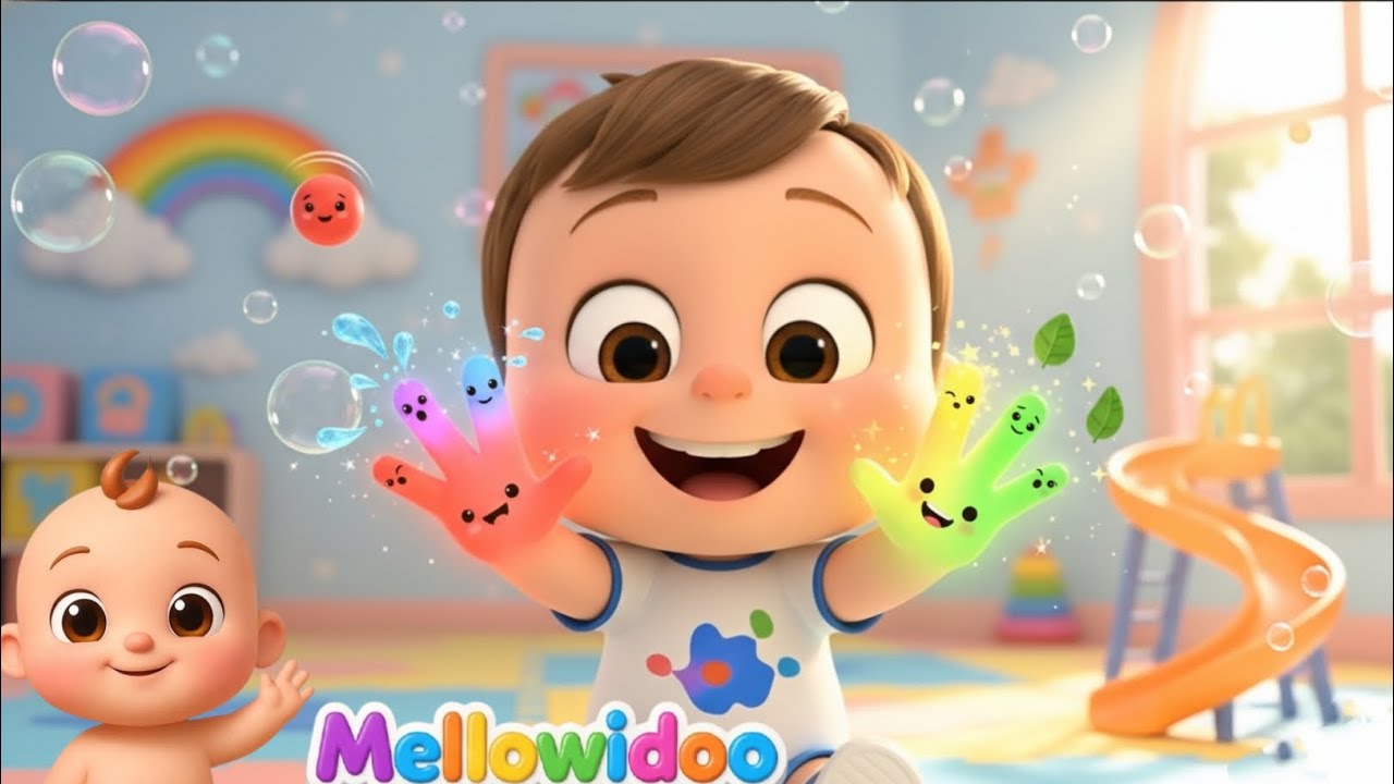 Color Fingers Song 🌈 | Learn Colors with Fun Baby Dance & Play 👶🎶 | Mellowidoo Nursery Rhymes