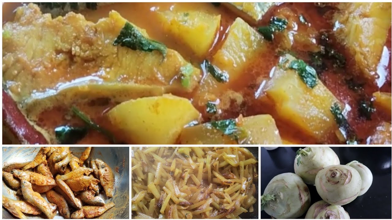 চারটি রেসিপি তৈরি করলাম/শালগম দিয়ে মাছ 🐟 পুঁটি মাছ ভাজি শালগম ভাজি ও ডাল 👍💯😋