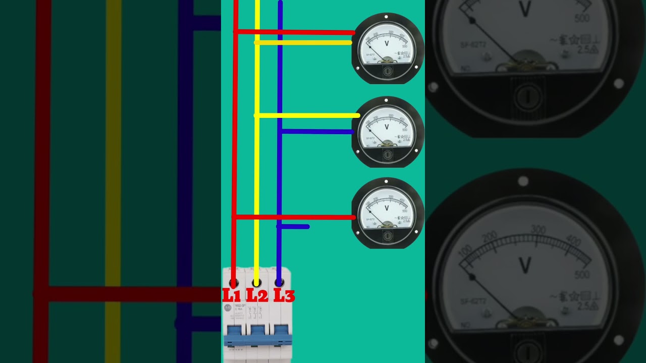 voltage meter diagram with 3pole MCB #electrical #diagram #viral #youtube #