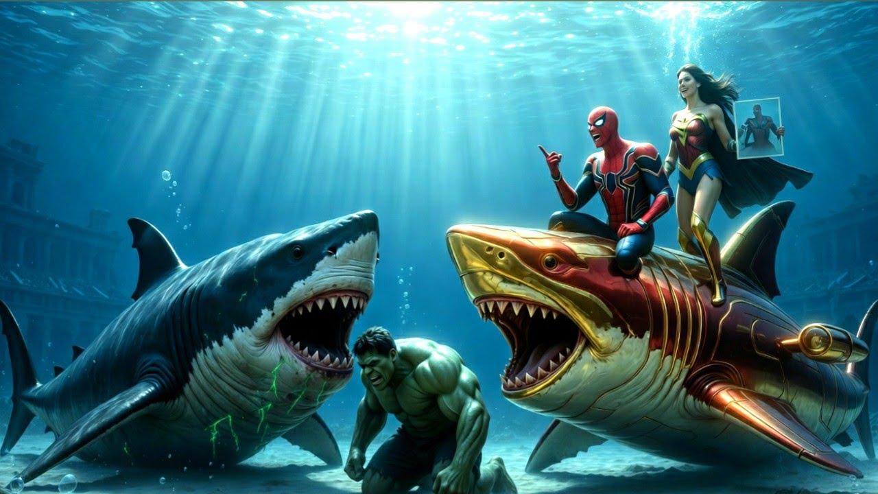 Spider man Wins The Challenging Shark Under Water Championship | Epic Racing Challange 