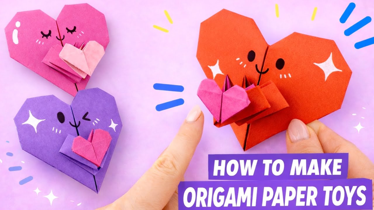 Origami Paper Jumping Heart | Paper Fidget Toy For Valentine's Day | Valentine's Day Paper Crafts