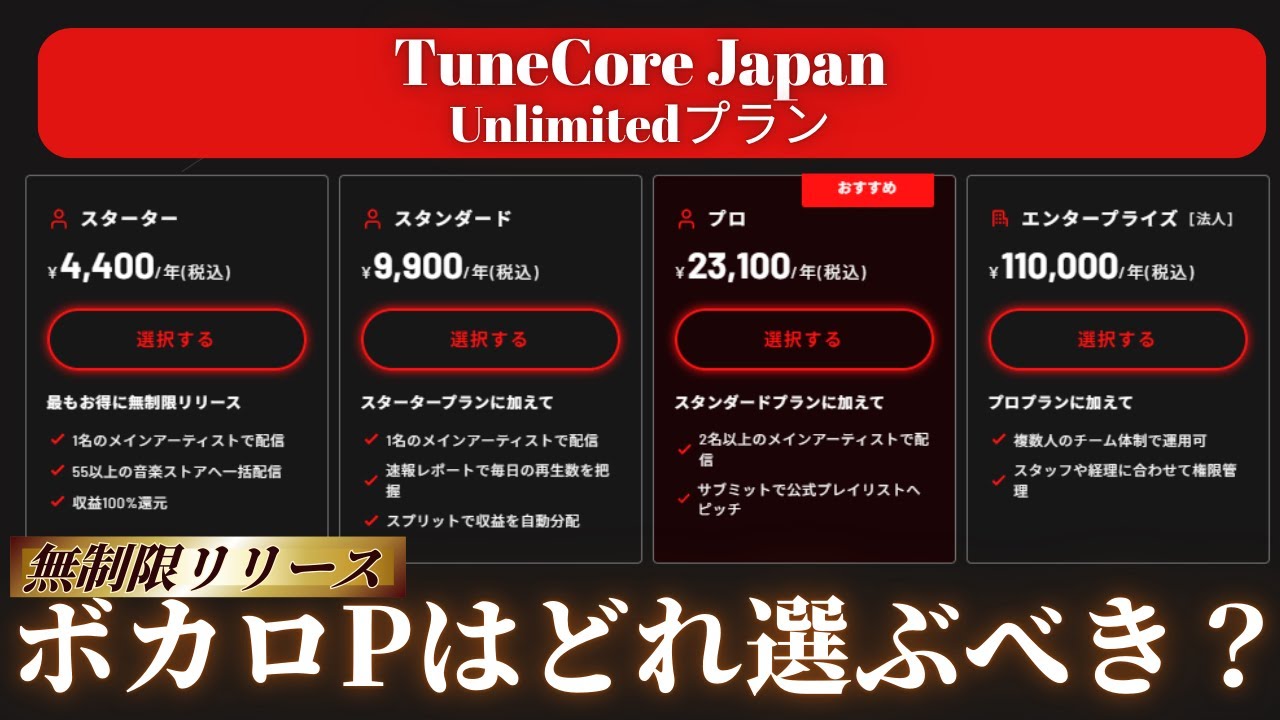 【Tunecore Japan】Unlimitedプランあなたに向いてるのはどれか解説します【ボカロP・DTMer向け】