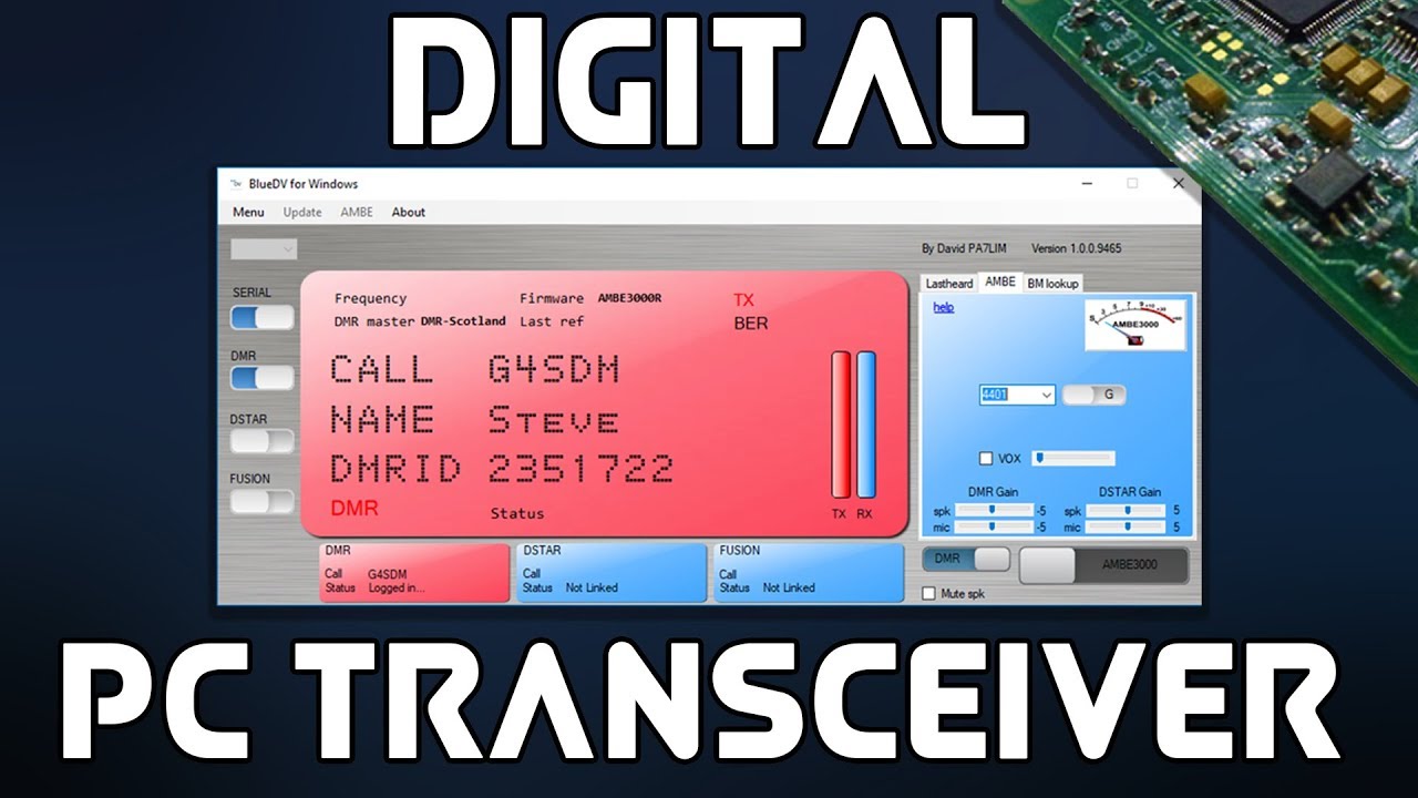 How to use your PC as a DMR & DSTAR Transceiver using BlueDV and a ThumbDV / DV MEGA AMBE3000 Dongle