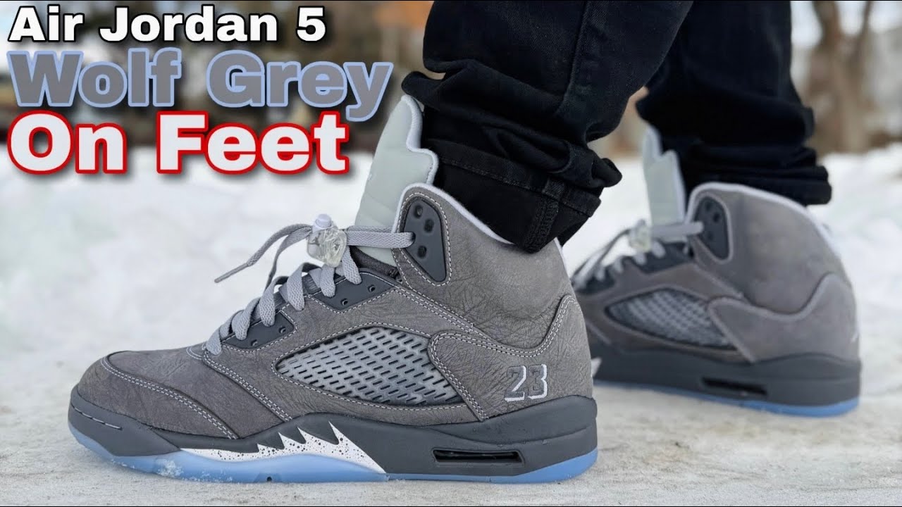 Jordan 5 Wolf Grey🐺 First On Feet Look 👀 