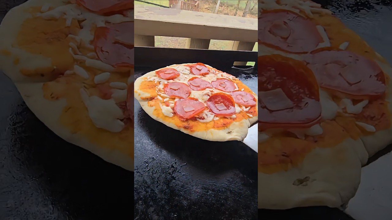 Family Blackstone Pizzas from homemade dough 
