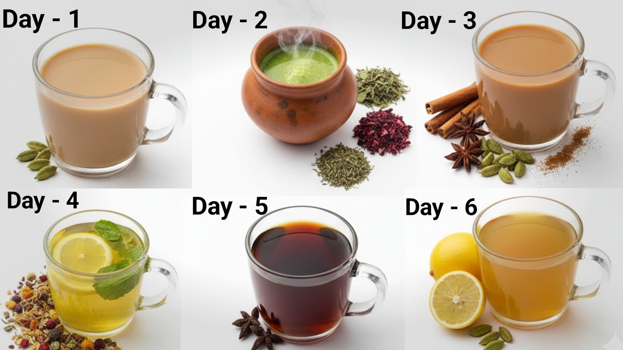  6 நாட்களுக்கு - 6 விதமான Healthy TEA (5 நிமிடத்தில் செய்யலாம்)
