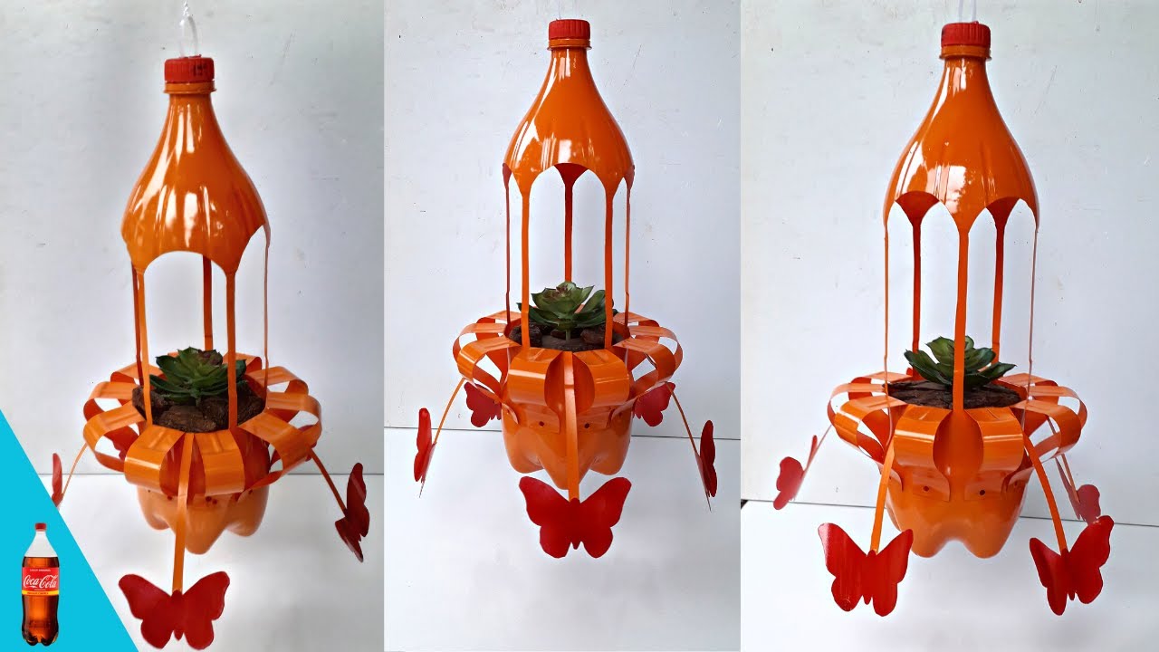 Vaso de garrafa pet com Borboletas