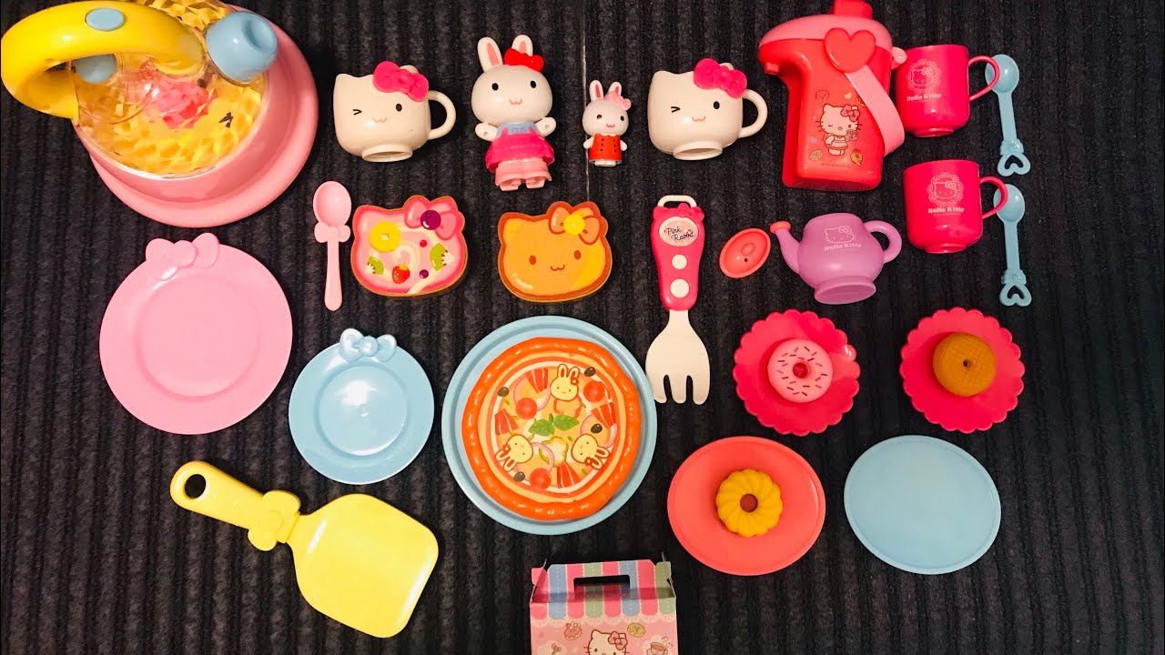 Hello kitty tea set & pink rabbit tea party toys sets/8 minutes satisfying video /ASMR