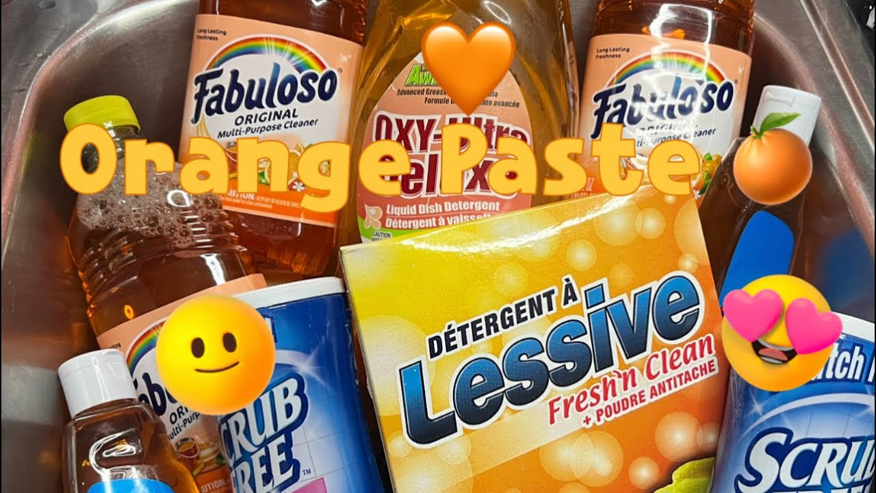 ASMR ODDLY SATISFYING- Orange Watery paste Fabuloso, laundry detergent, Scrub free and Comet.