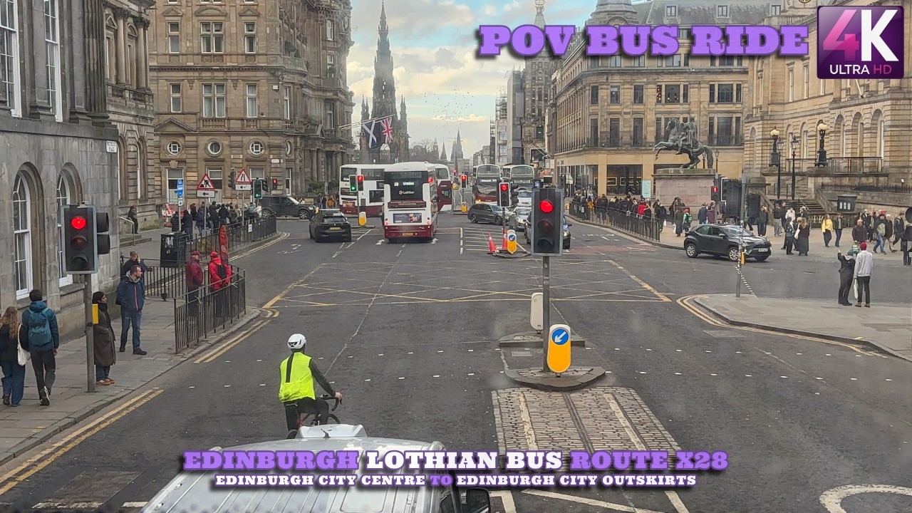 Edinburgh City Centre to Edinburgh Outskirts | Scotland | Lothian Bus Route X28 | Bus Ride POV 4K