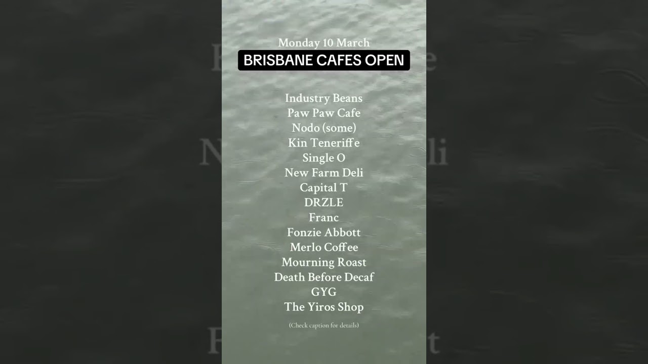 BRISBANE CAFES OPEN TODAY after Cyclone Alfred!!!