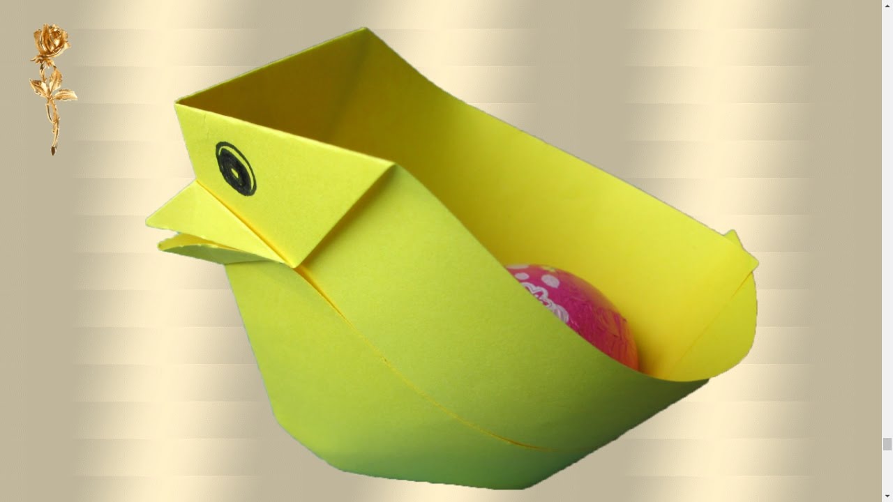 Origami facile : 🐤 Petit poulet 🐥 - support pour œuf 🥚, coquetier