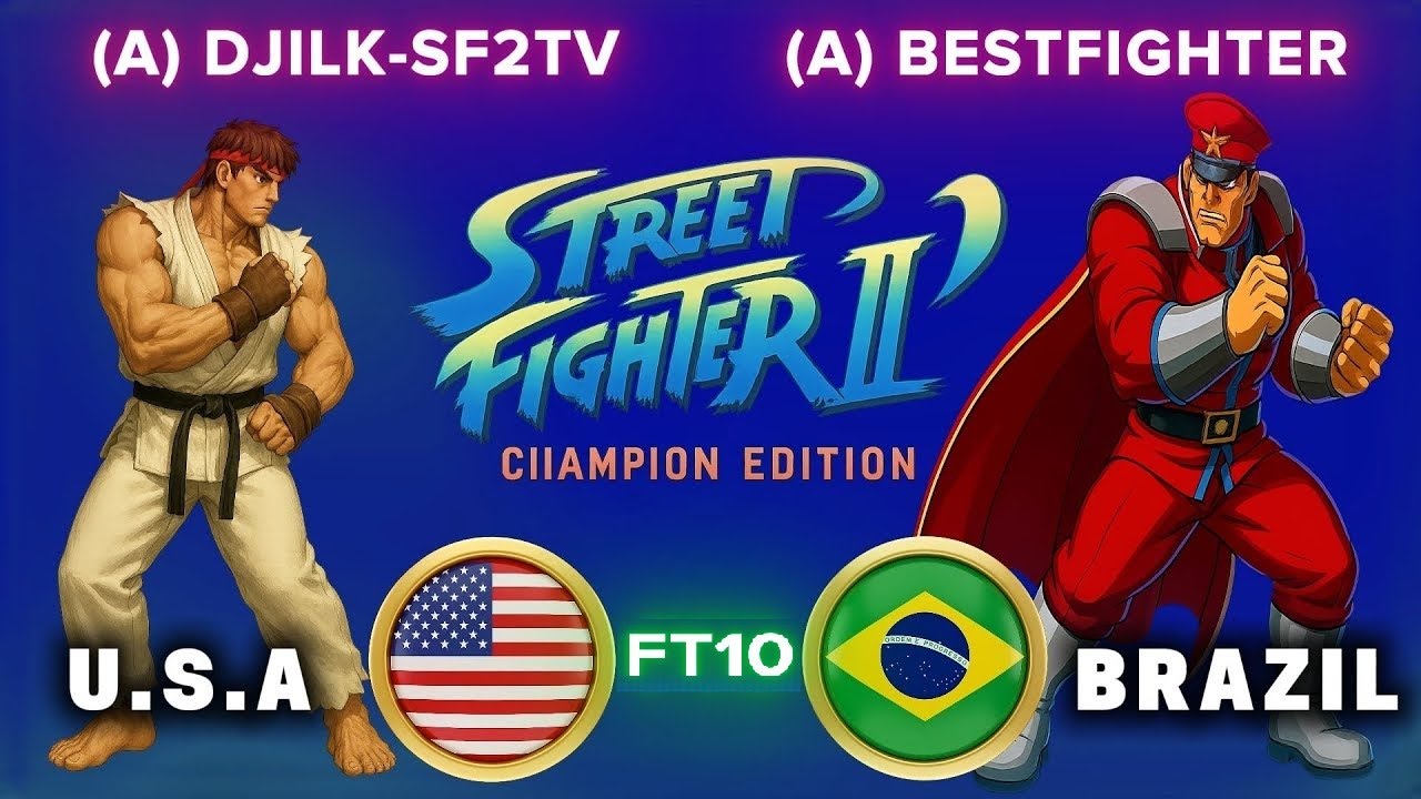 Street Fighter II' Champion Edition - DJILK-SF2TV VS. BESTFIGHTER - FT10 - 38:54 - Match Replays
