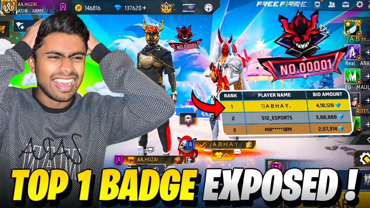 RIP 4,00,000 Diamonds 💎 Who Is Top 1 Player In Legendary Acution Abhay ? - Garena Free Fire