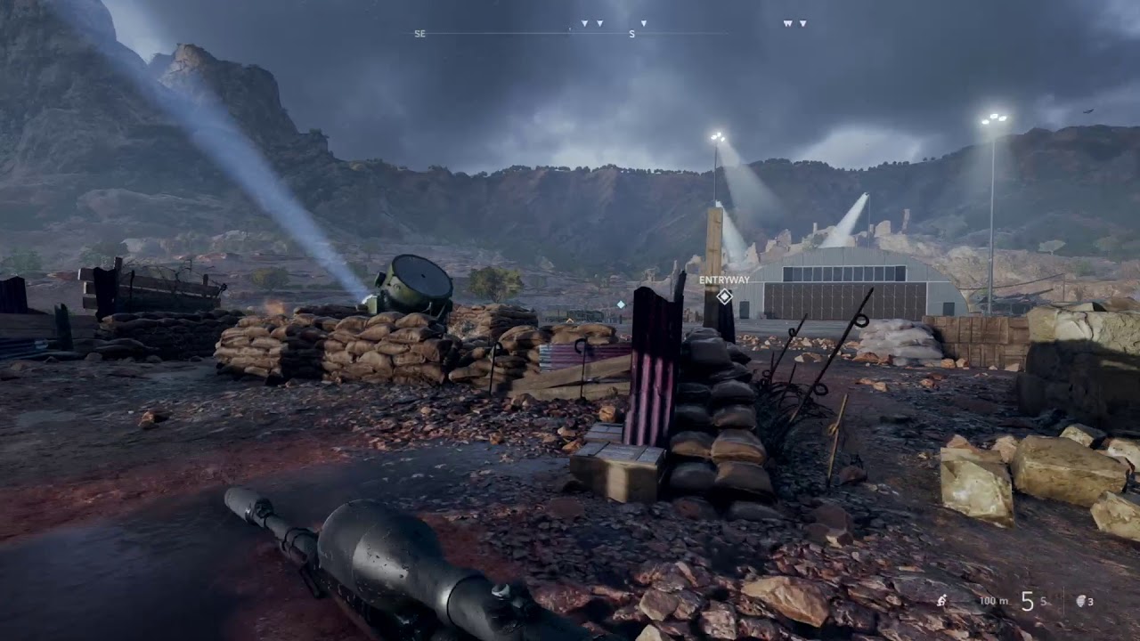 BFV Under no flag, enter hanger undetected, fastest route.