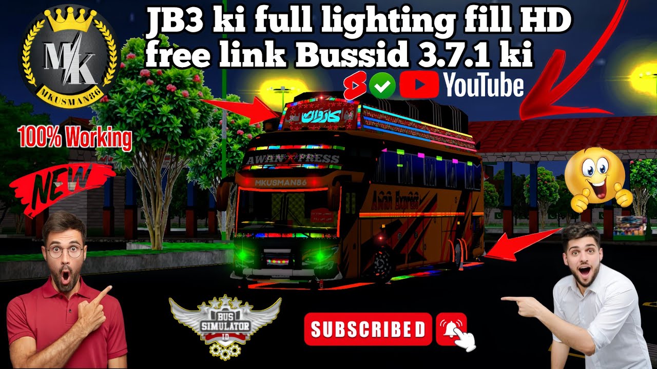 New jb3 bus ki full lighting fill full HD free link Bus simulator Indonesia game 👌👌👌