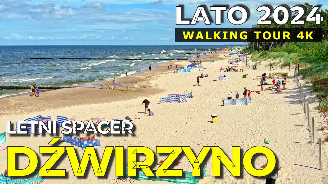 🇵🇱 Dźwirzyno Plaża: Dźwirzyno 2024 Polska Letni Spacer 4k Wzdłuż Trasy Rowerowej