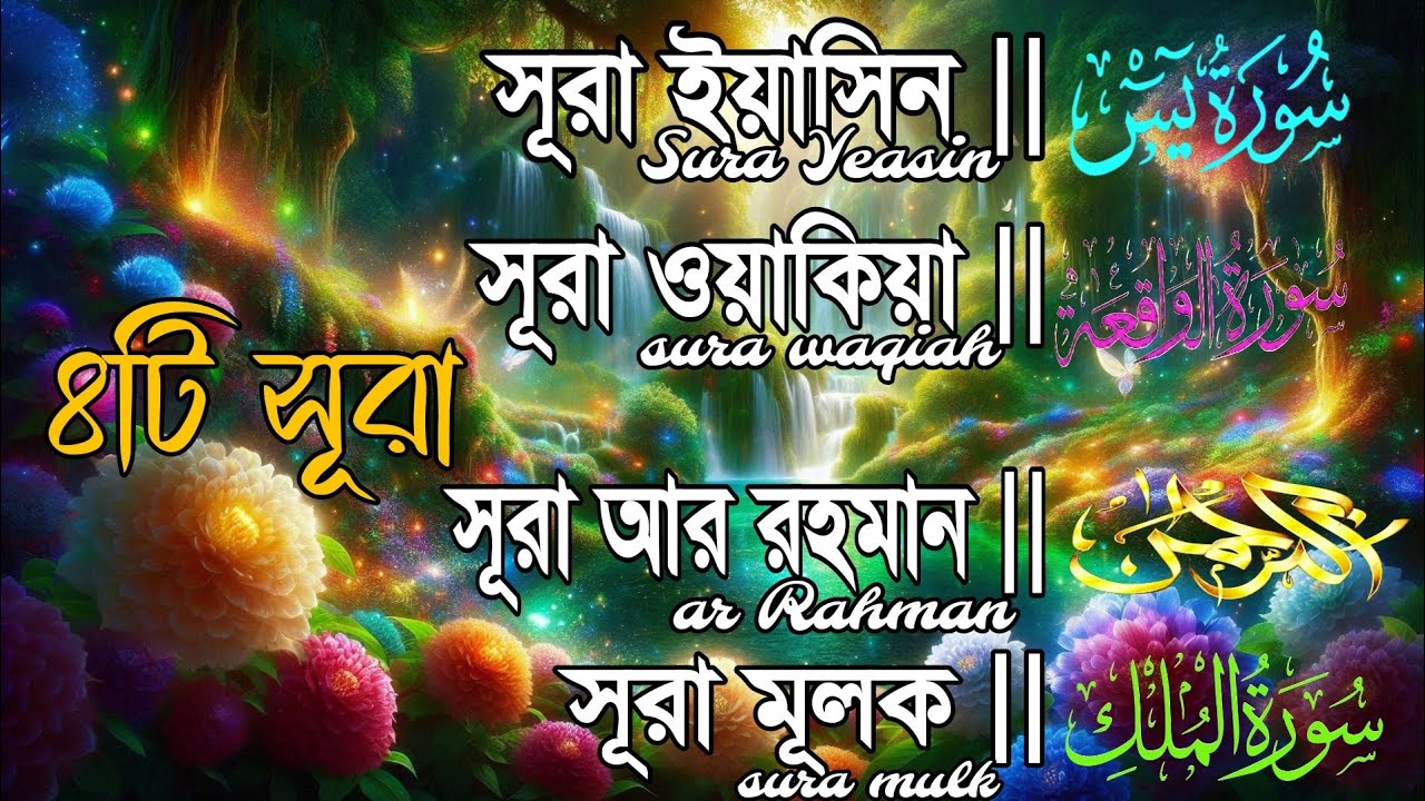 রহমত ও বরকতের  সেরা ৪ সুরা একসাথে | সুরা ইয়াসিন, ওয়াকিয়া, আর রহমান ও মূলক! quran recitation