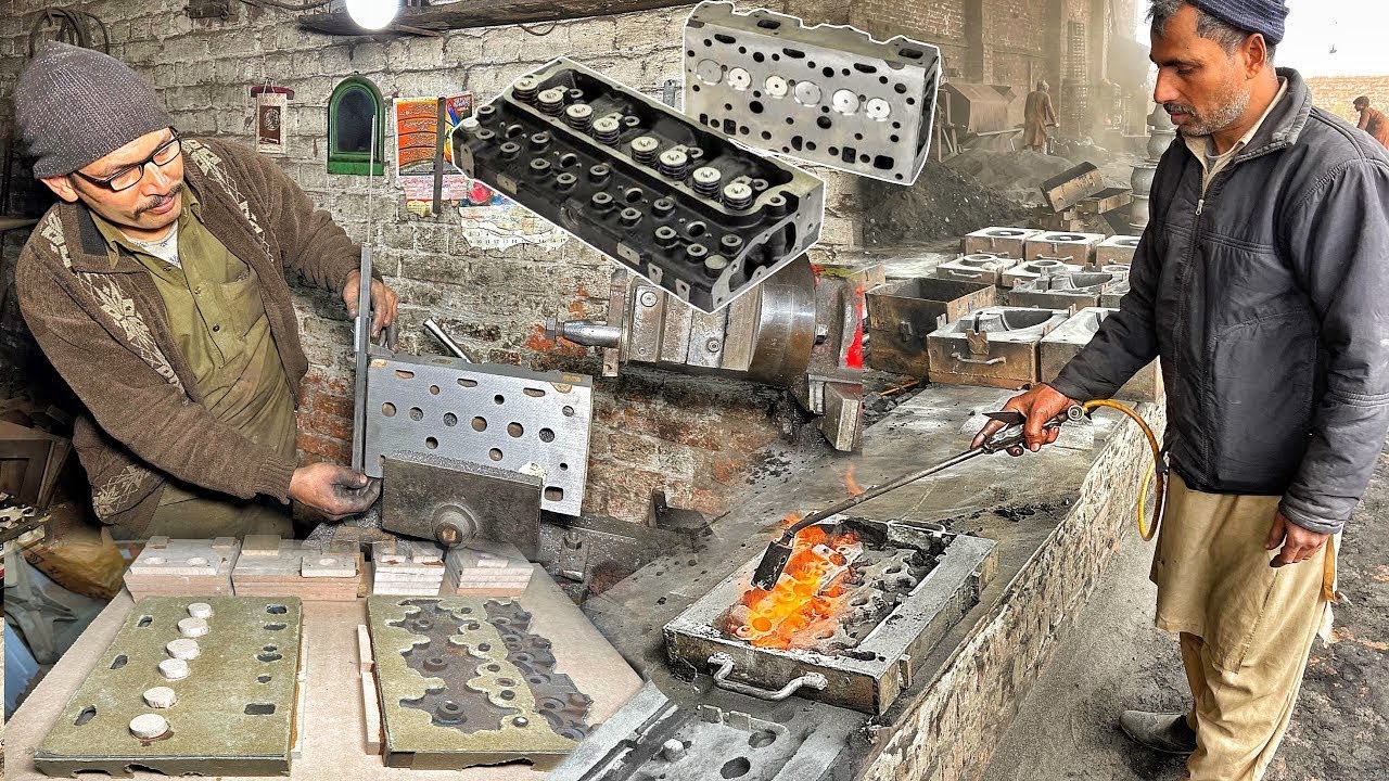 How to Make 3 Cylinder Engine Head Using Railway Wheel Type Steel