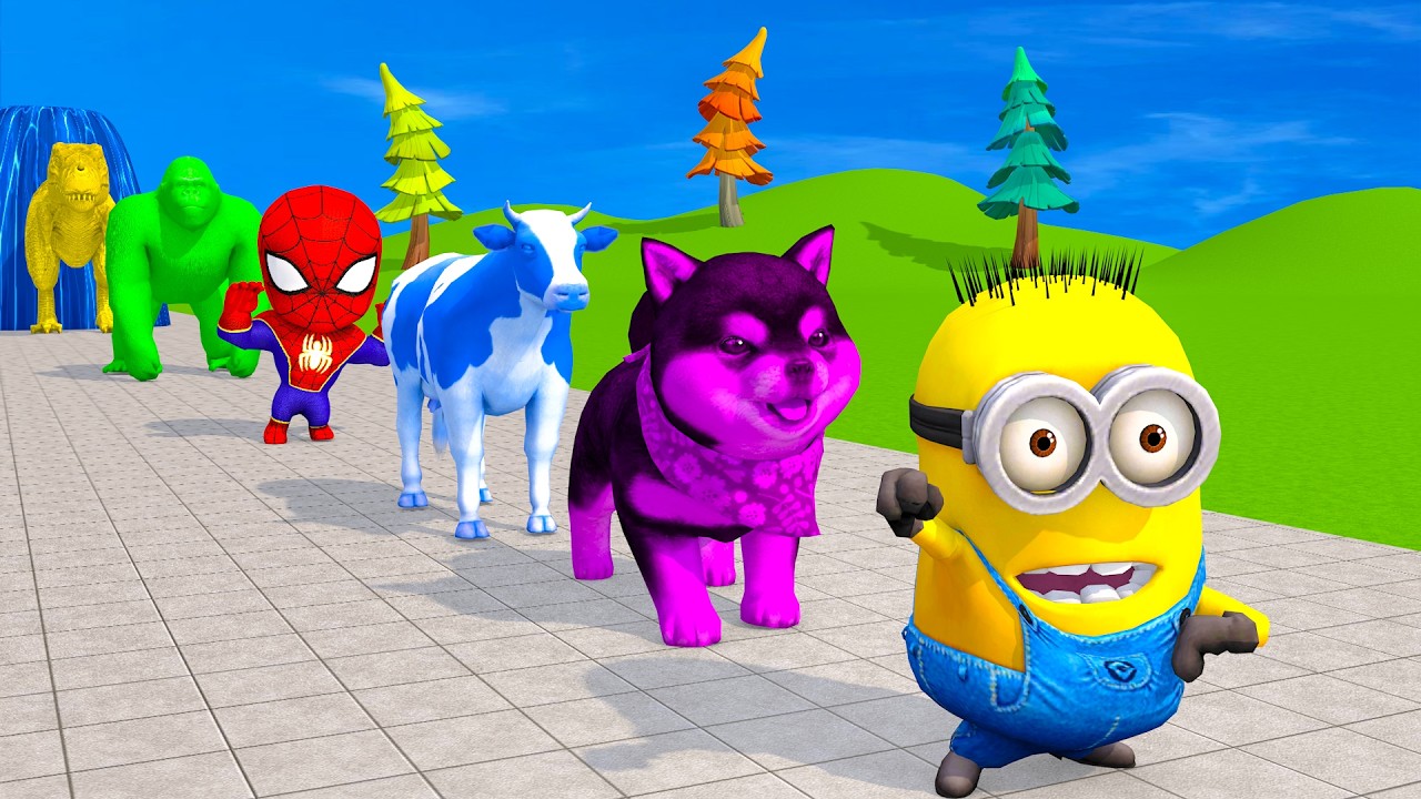 Long Slide Game With Cow Elephant Gorilla Hippopotamus Tiger 3d Animal Game Funny 3d Animals
