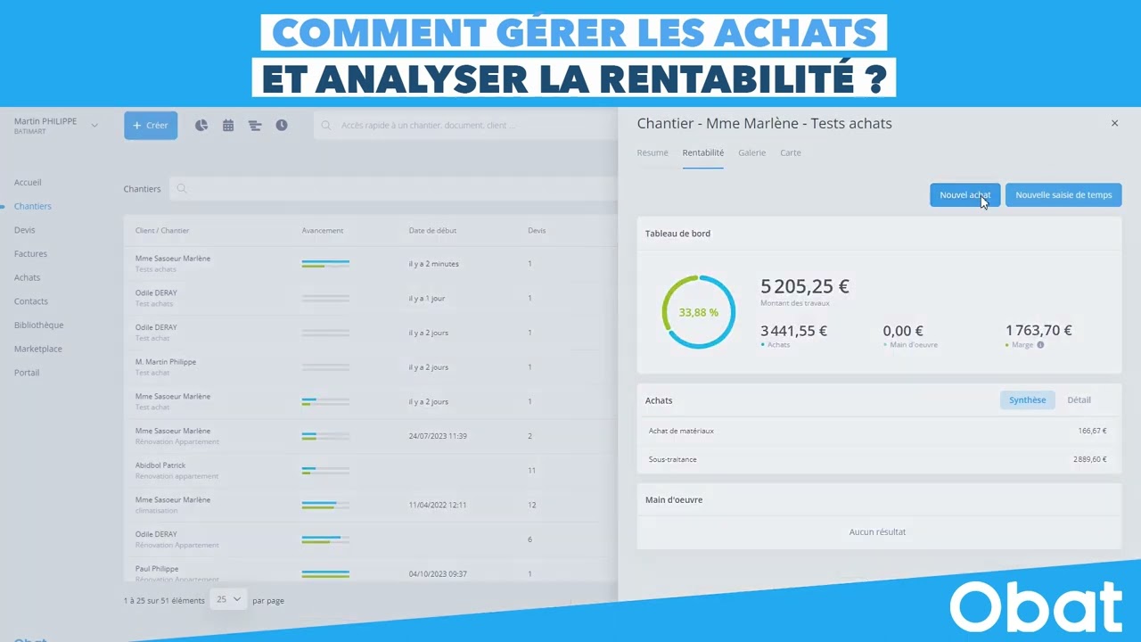 🚀Artisans du b&acirc;timent I 📈Am&eacute;liorez la rentabilit&eacute; de vos chantiers avec Obat