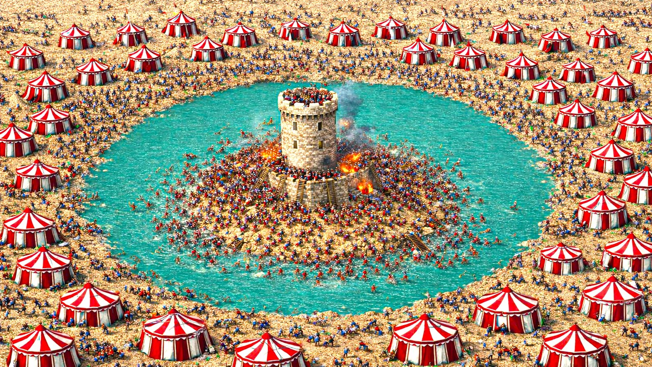 1 Tower & 1000 Archers vs EXTREME INVASION Stronghold Crusader Definitive Edition