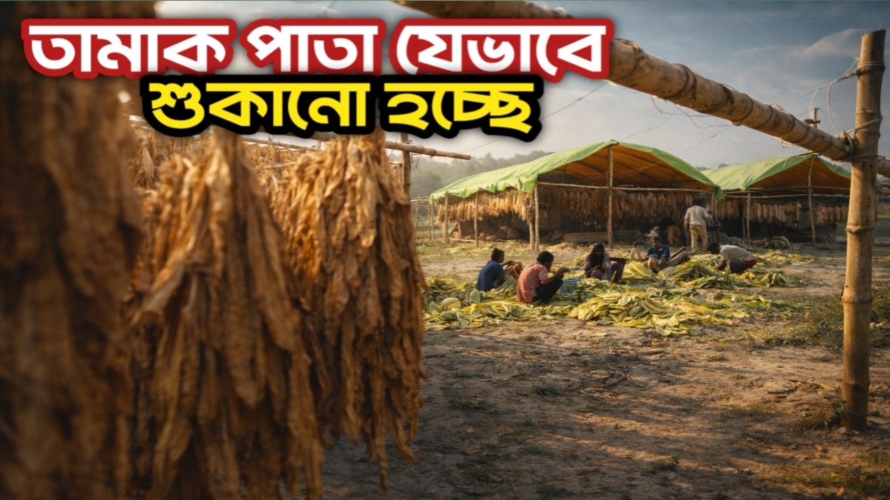 তামাক পাতা যেভাবে ক্ষেত থেকে তুলে এনে রোদে শুকায়