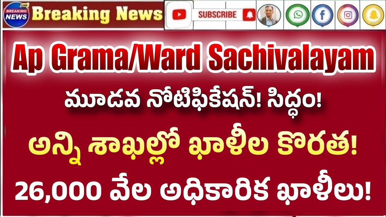 Ap Grama/ward sachivalayam 3rd notification| ap sachivalayam vacancy list| ap job calendar 2026