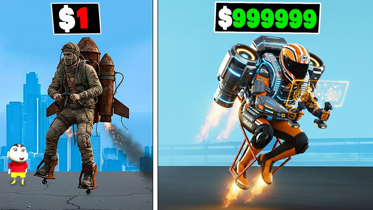 Franklin & Shinchan Unlocking $0 to $99,999,999 Jetpack in GTA 5