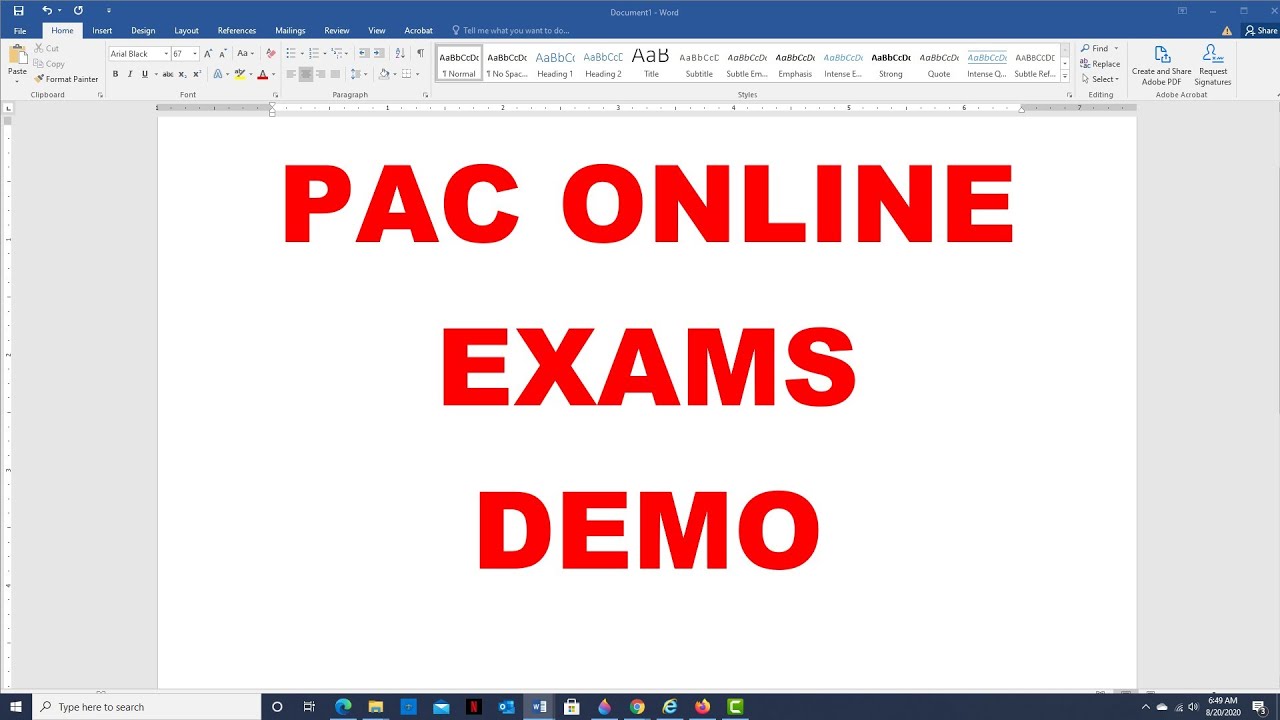PAC ONLINE EXAM DEMO