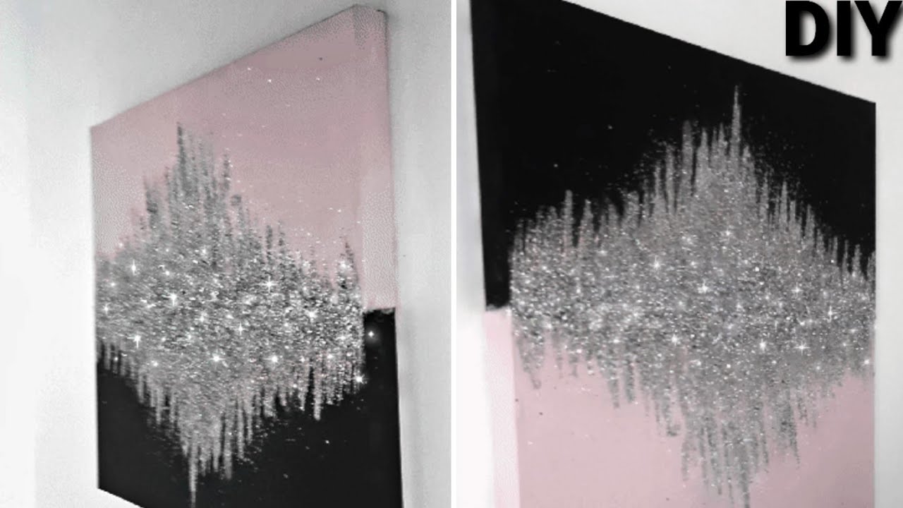 #DIY #canvas #Glitter silver فقط باللامع ضعي لمستك في لوحة عصرية