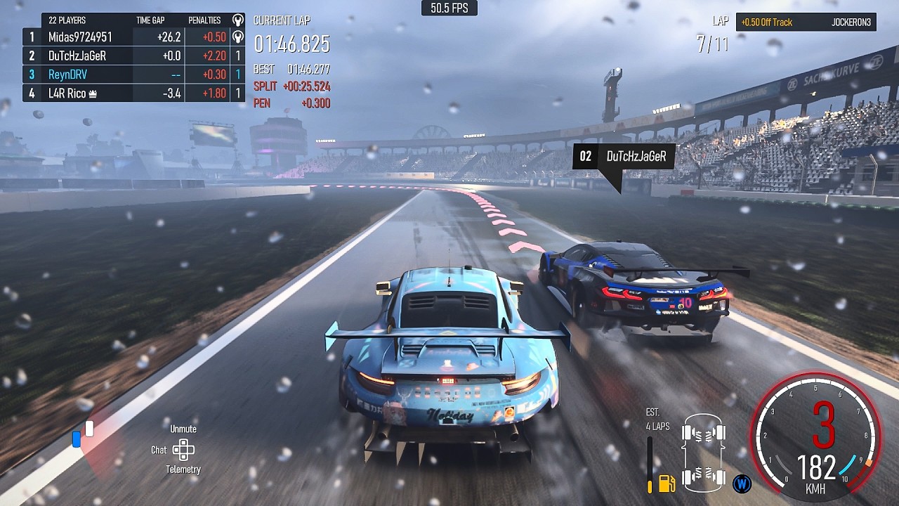 A Fierce Battle in an Oncoming Storm at Hockenheim with the Porsche 911 RSR (Forza Motorsport)