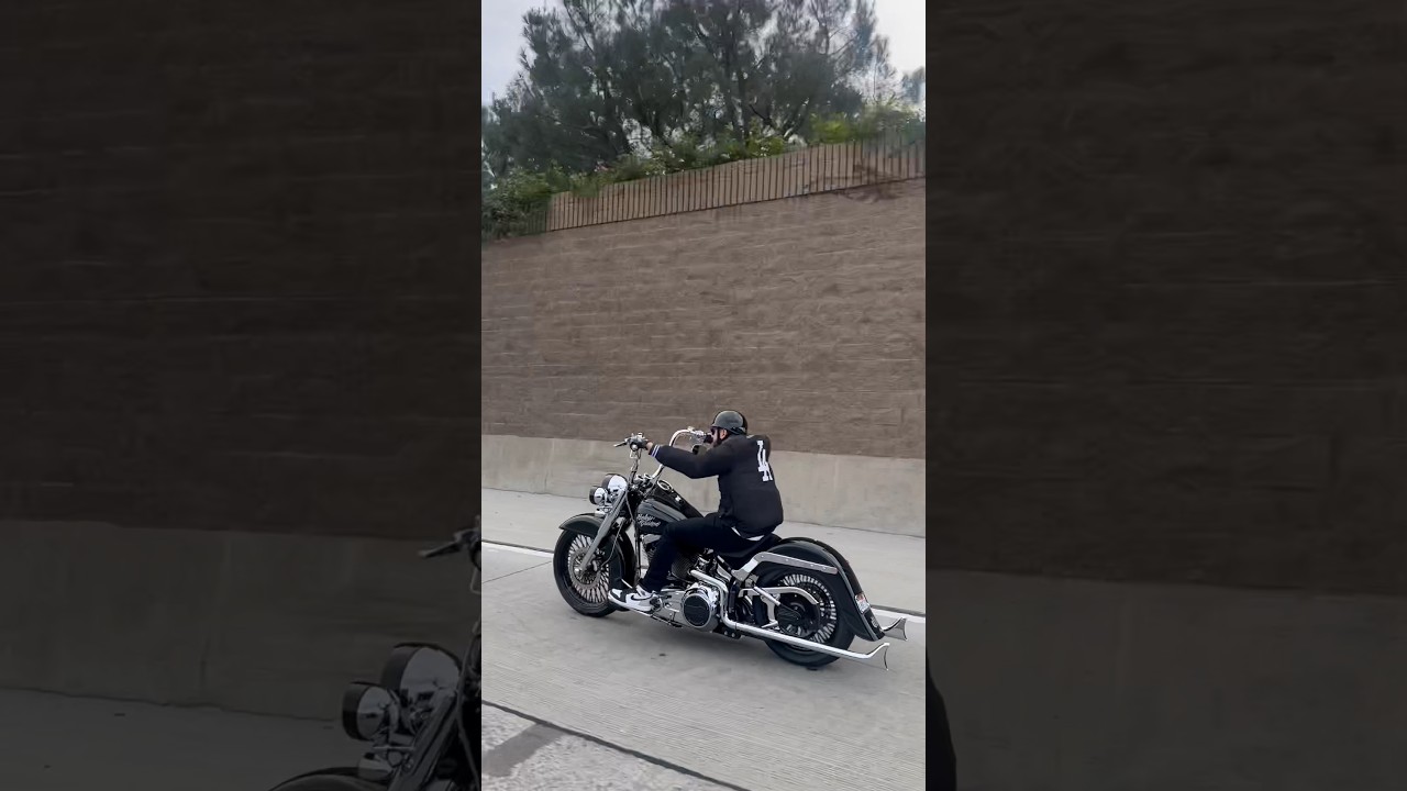 Custom Harley Davidson Deluxe #harleydavidson #fishtail #custom #black #pearl #harley #losangeles