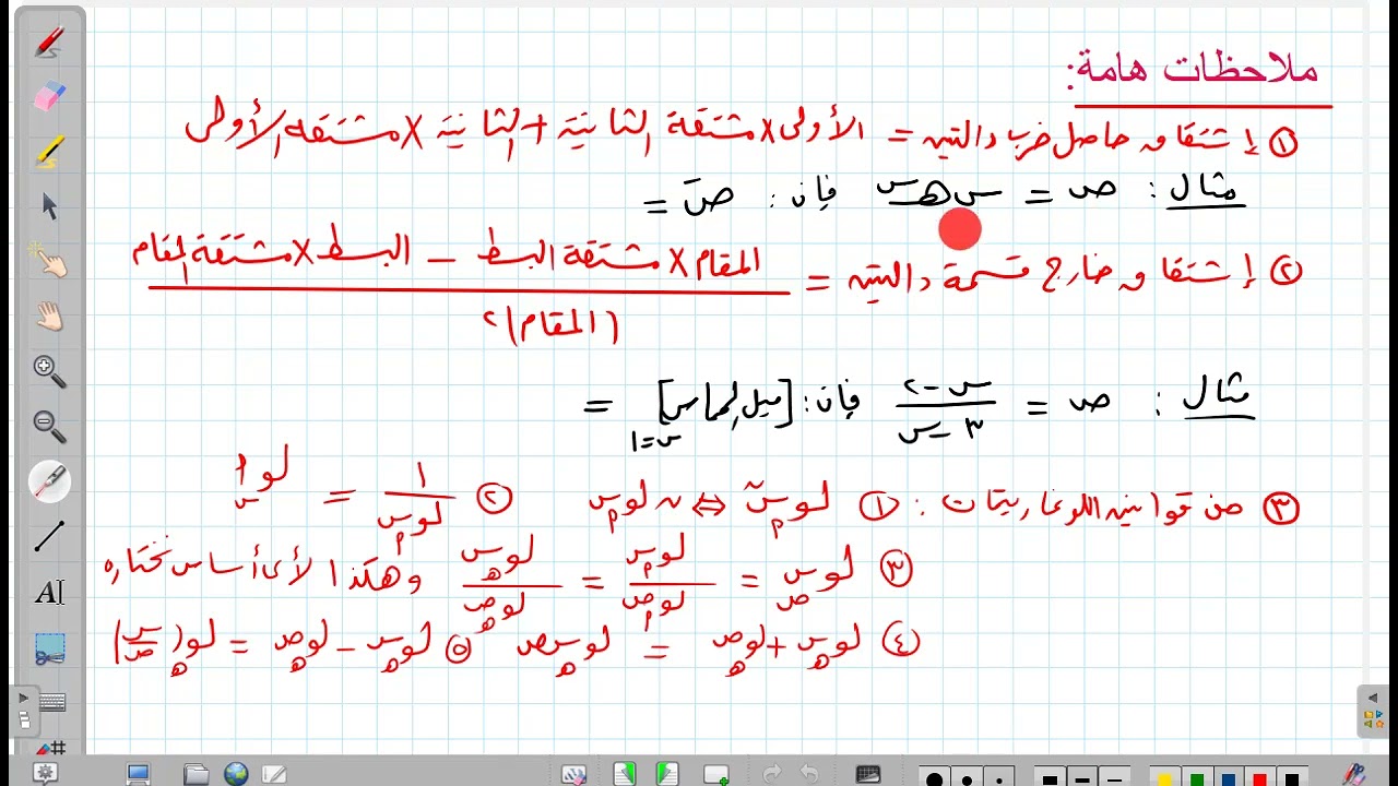 مراجعة اساسيات منهج التفاضل للصف الثالث الثانوي