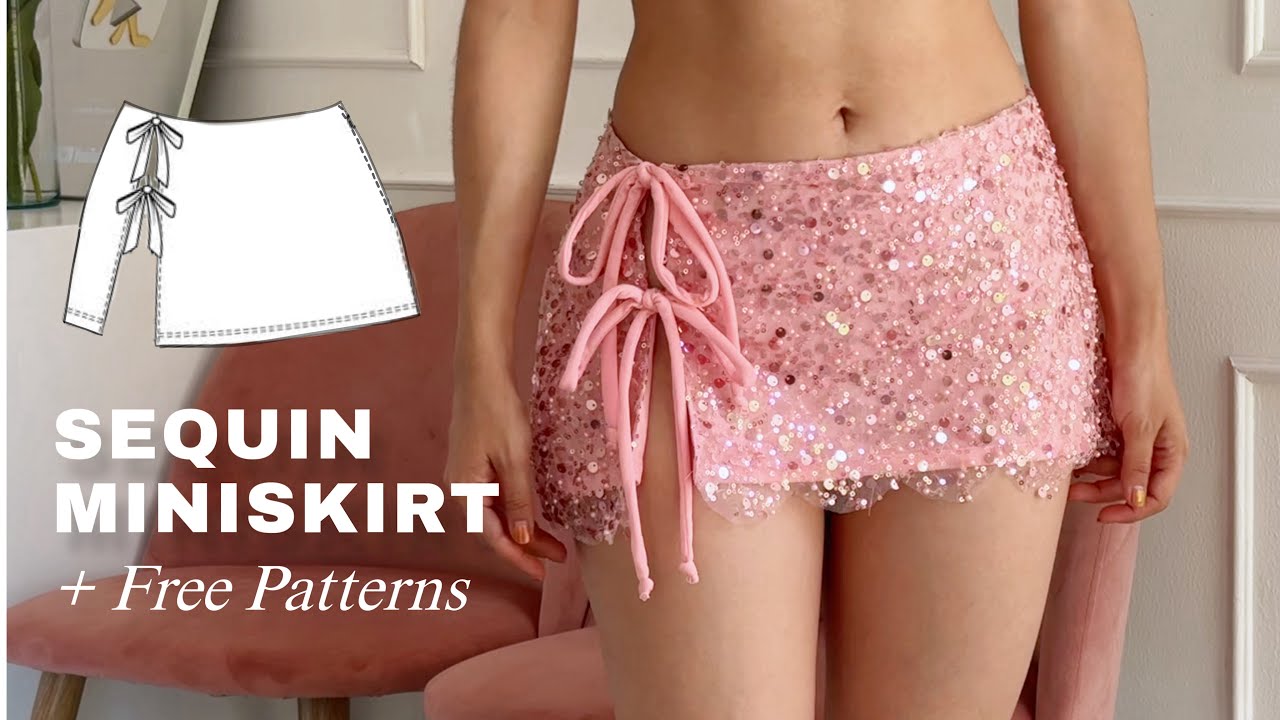 DIY mini falda de brillo con abertura en la pierna y moñitos TUTORIAL + patrones gratis