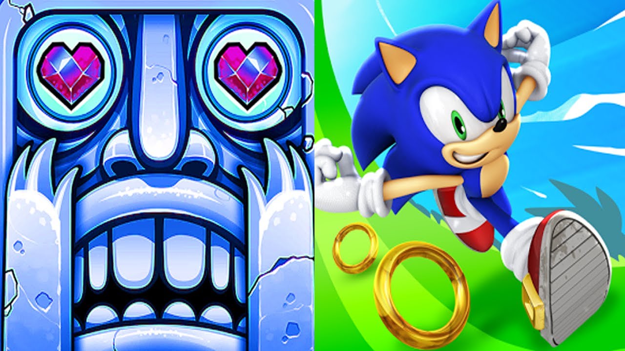 Temple Run 2 Frozen Shadows VS Sonic Dash Android iPad iOS Gameplay HD