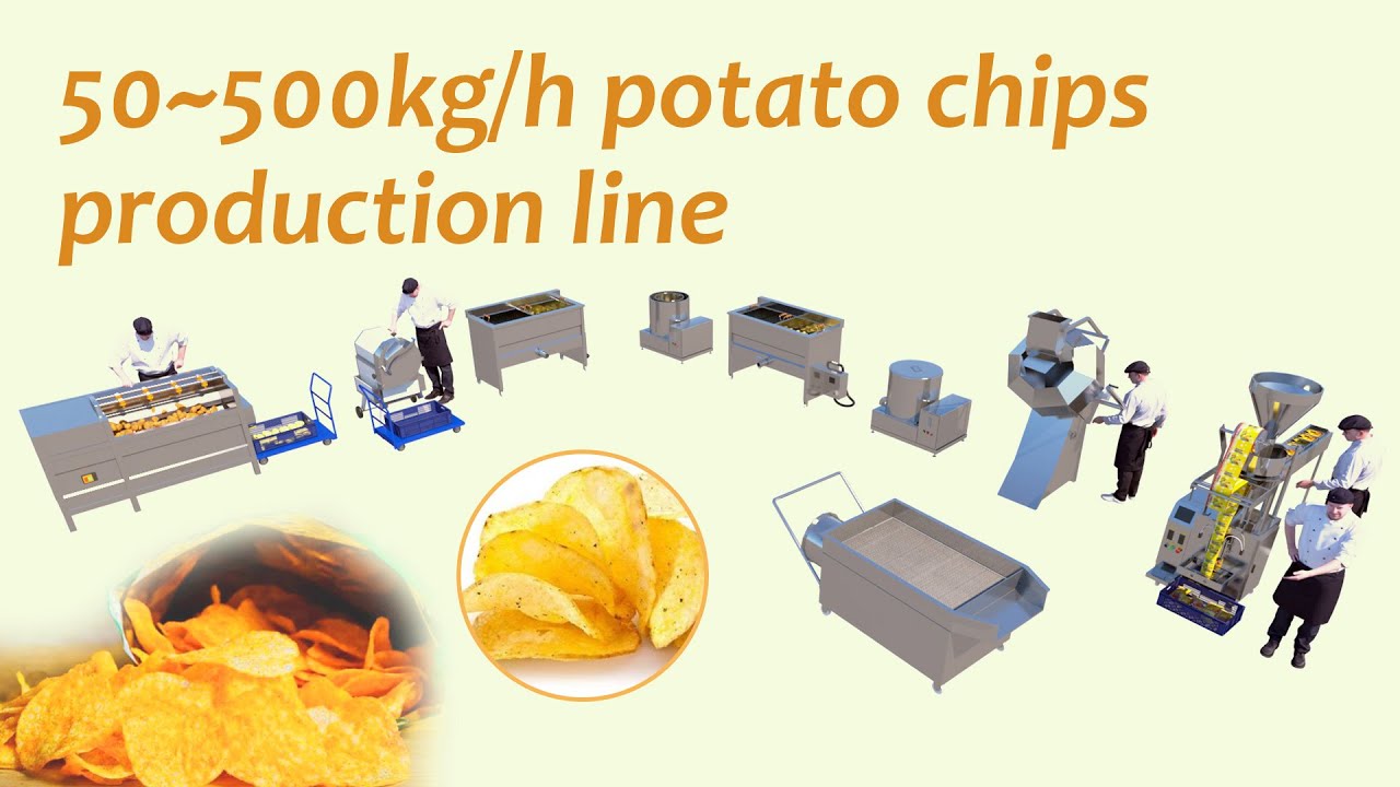 50~500kg/h small potato chips wafer line | chips making machine