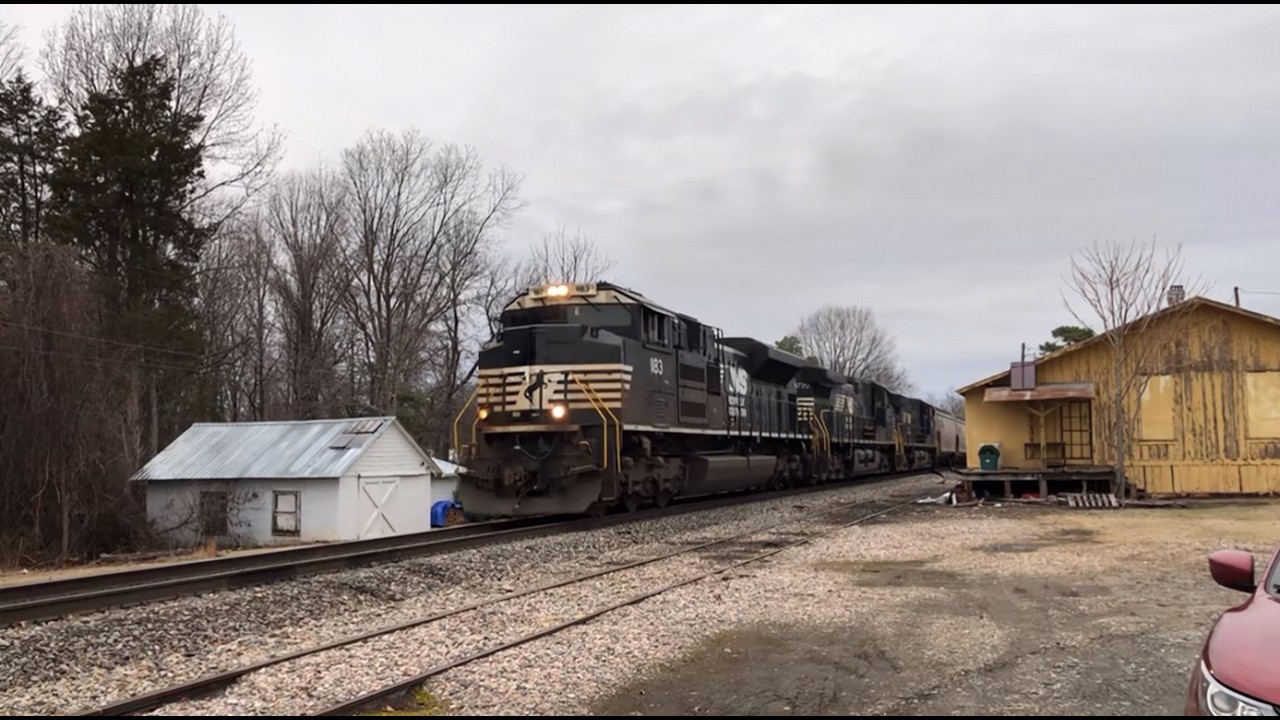 Loaded NS grain train on The NS Winston Salem district 2/19/26