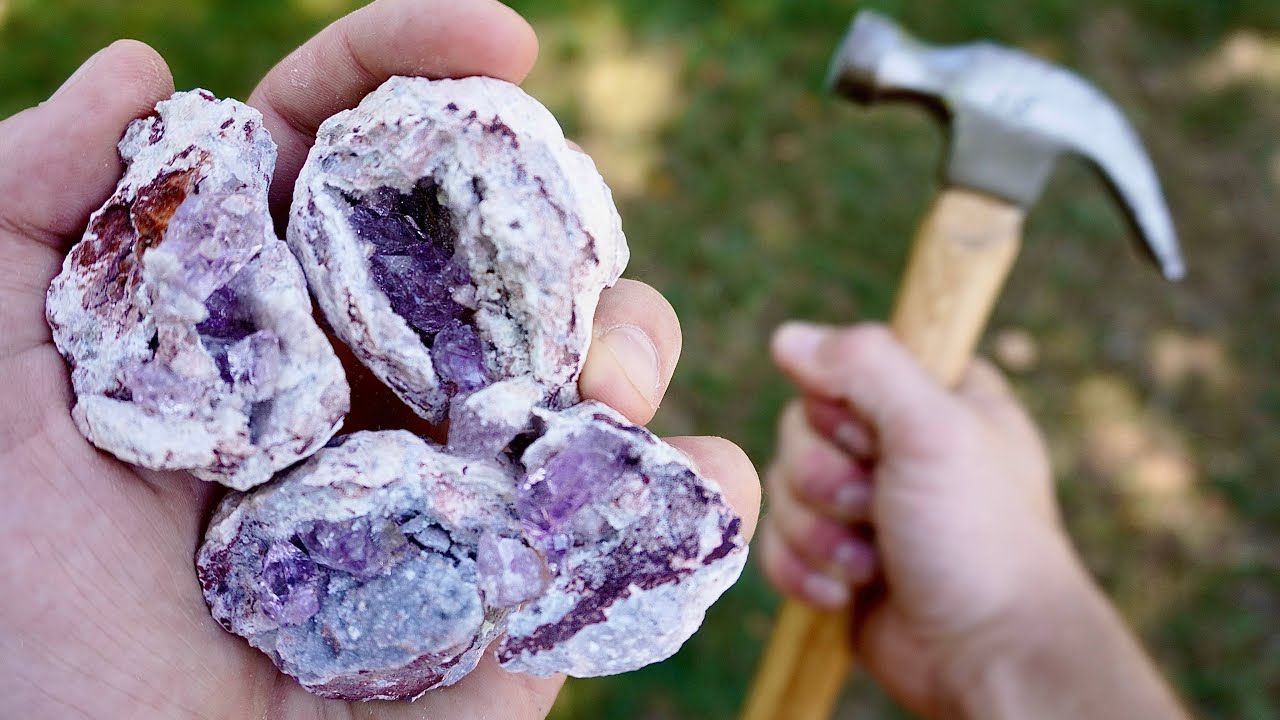 Cracking Amethyst Geodes Open! (Crystals Inside)