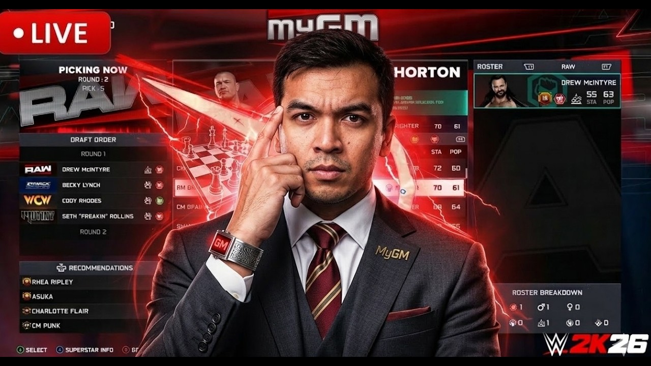 LIVE 🔴SMACK DOWN VS RAW! HERE COMES THE PAIN! WWE 2K26 Monday Night War Edition MyGM Mode #1