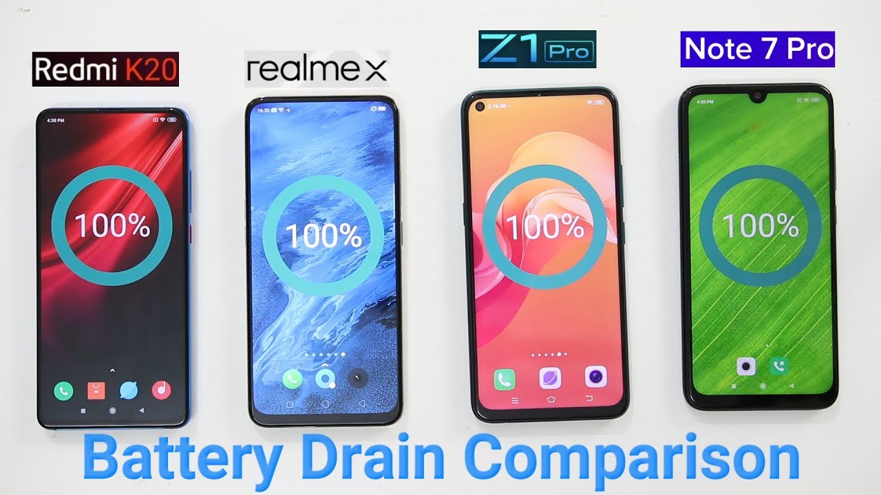 Realme X Battery : Redmi K20 vs Realme X Vs vivo Z1 Pro Vs Redmi Note 7 Pro Battery Drain Comparison