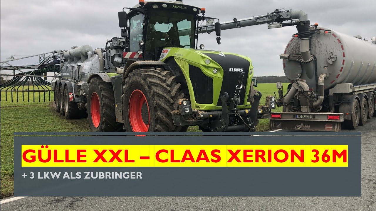 Gülleausbringung XXL 💩|  Claas Xerion 36m Kumm Güllefass und 3 LKW