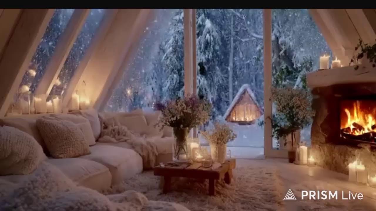 🔥 “Cozy Winter Night Ambienc ❄️ Fireplace Crackling, Soft Piano & Falling Snow | Ultimate Relaxatio
