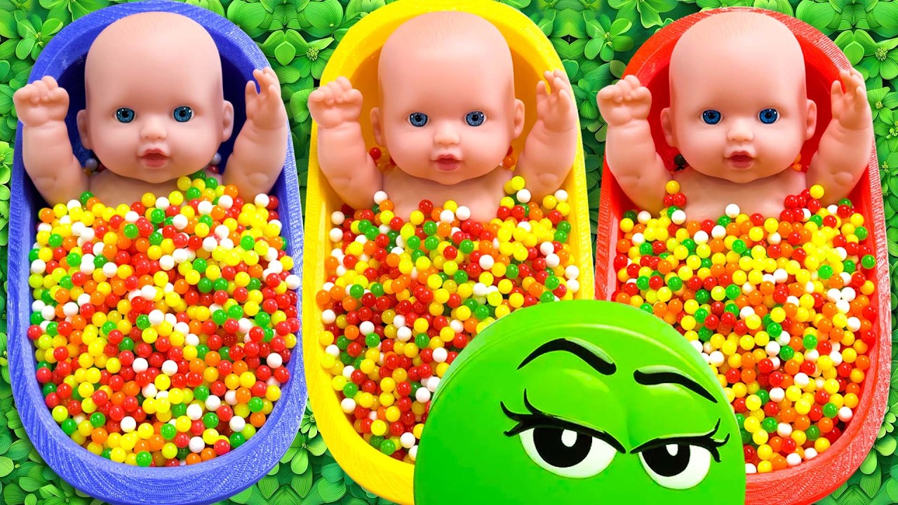 12 Minutes Satisfying with Full of 3 Rainbow BathTubs Candy with M&M's & Magic Slime Cutting Video