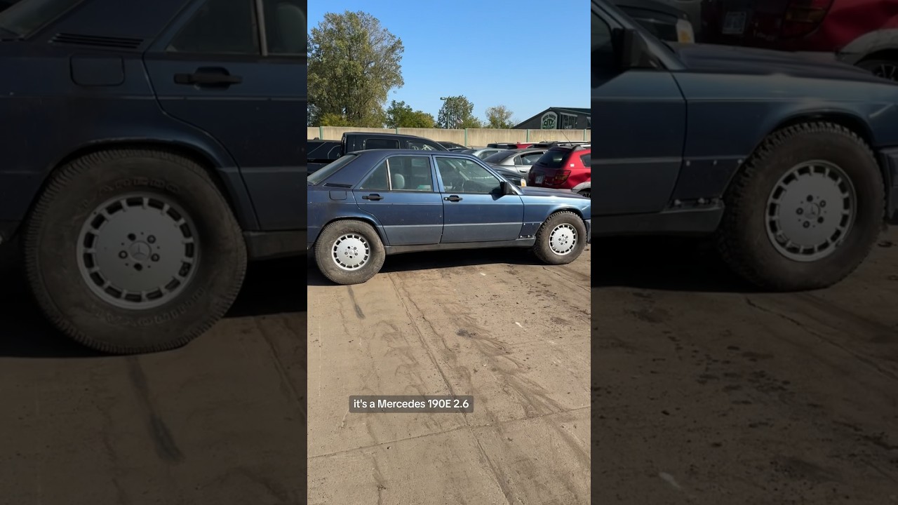 Truck Tires on this 1990 Mercedes 190E 2.6 #mercedes #190e #autorecycling #junkyard #autopartscity