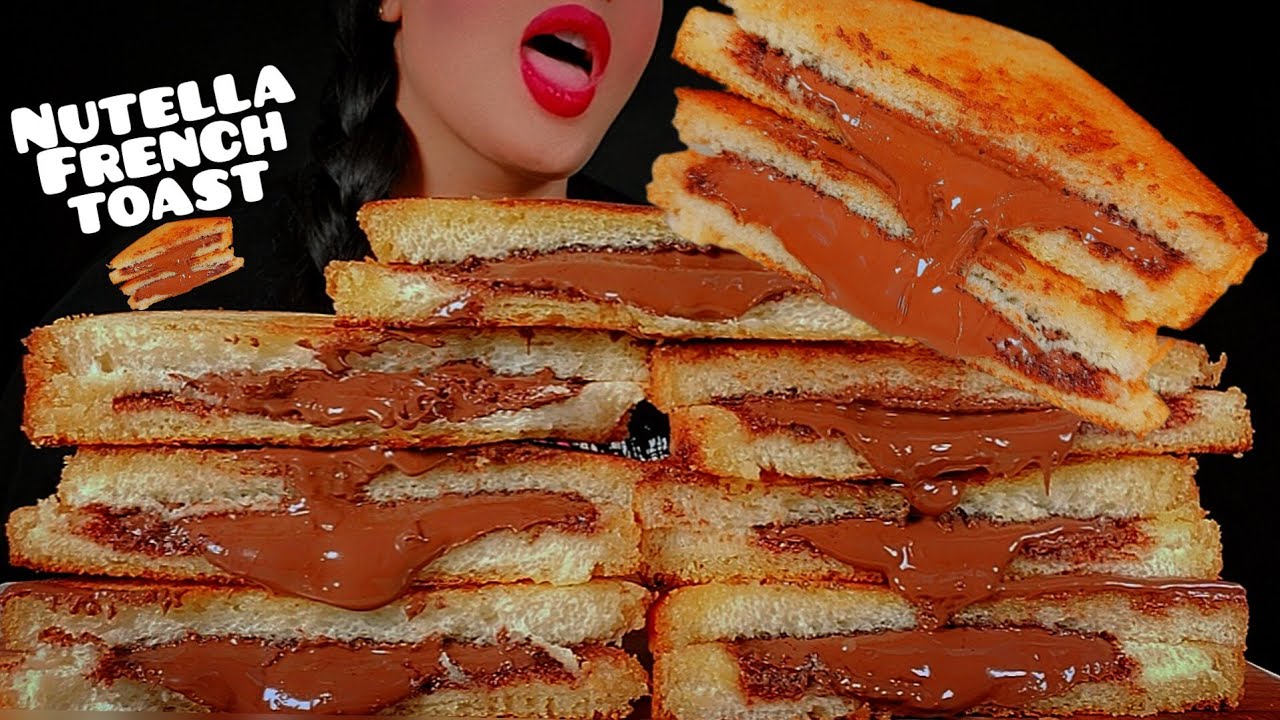 asmr Nutella TOAST 🍫🍞👅sandwich Nutella with milk |먹방 샌드위치 누텔라 |Notalking 🐾